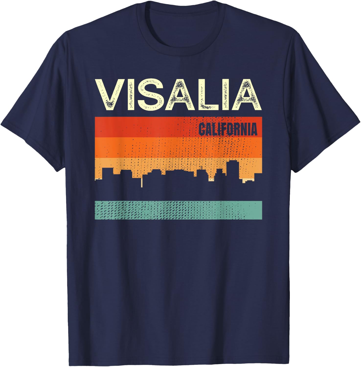 Visalia California Town Skyline T-Shirt - T-Shirt | Navy