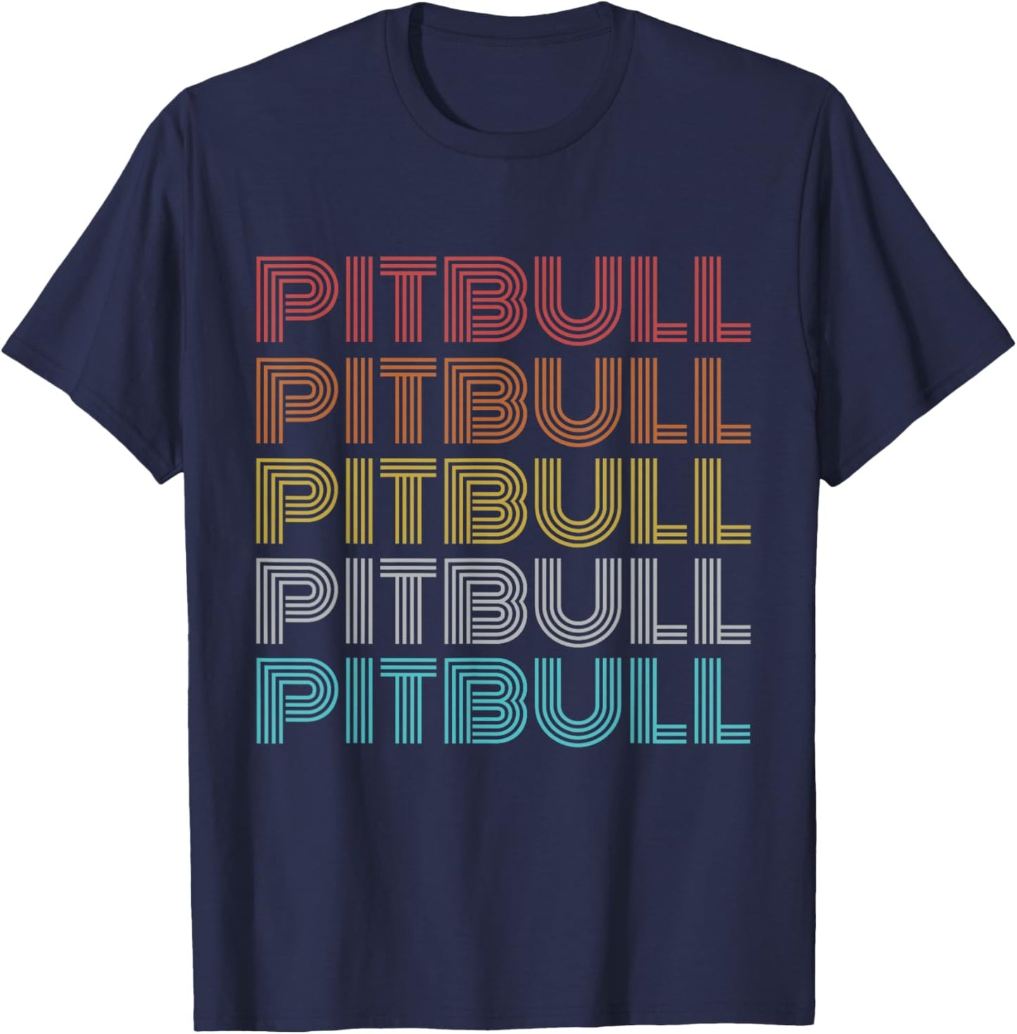 Pitbull Vintage Retro Black T-Shirt - T-Shirt | Navy