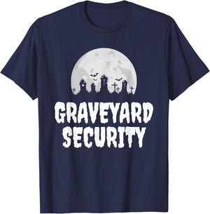 Halloween Graveyard Security Funny Zero Effort Lazy Costume T-Shirt - T-Shirt | Navy