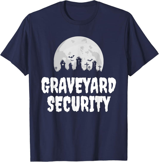 Halloween Graveyard Security Funny Zero Effort Lazy Costume T-Shirt - T-Shirt | Navy