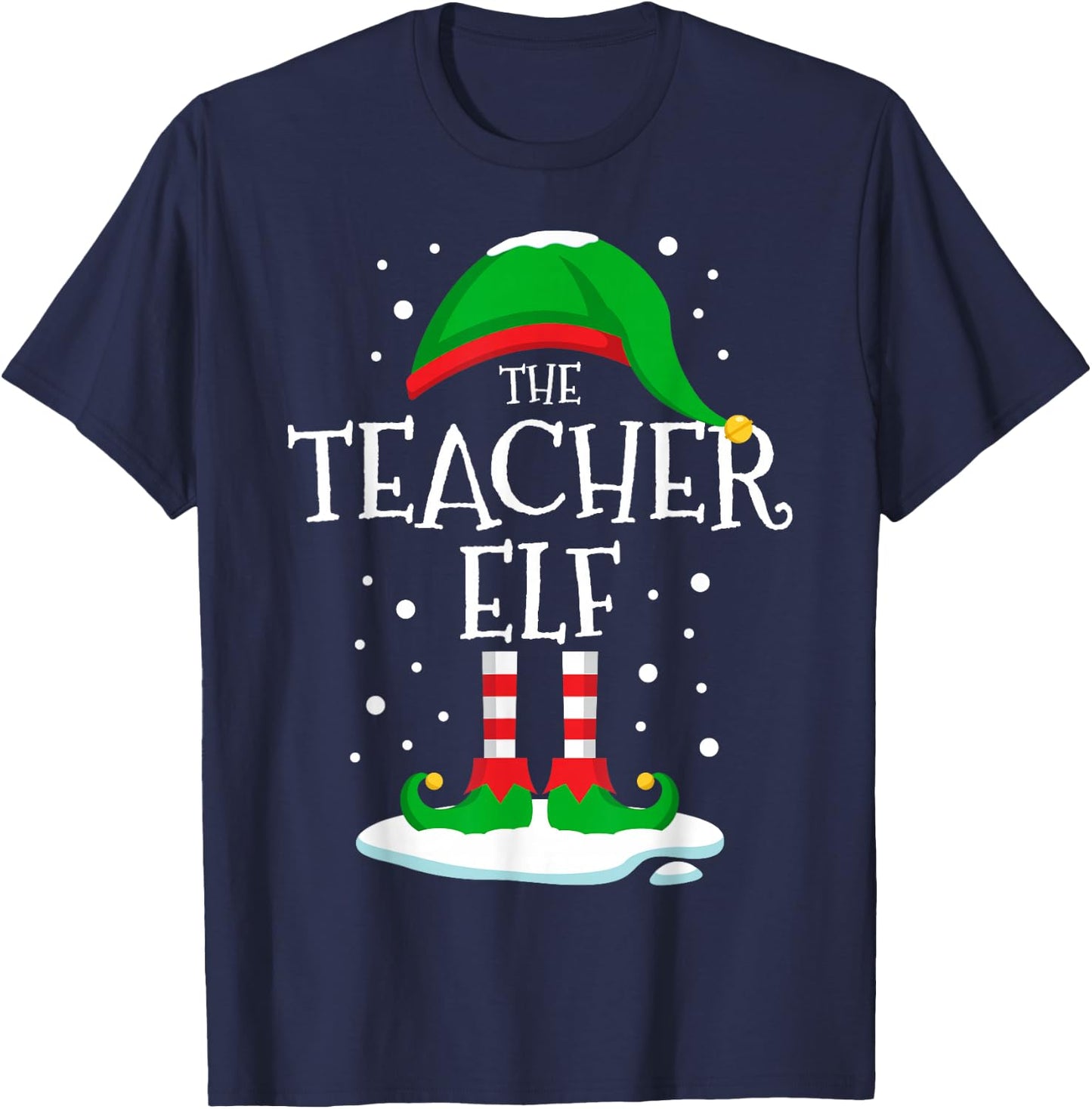 The Teacher Elf Christmas Family Matching Xmas Group Funny T-Shirt - T-Shirt | Navy