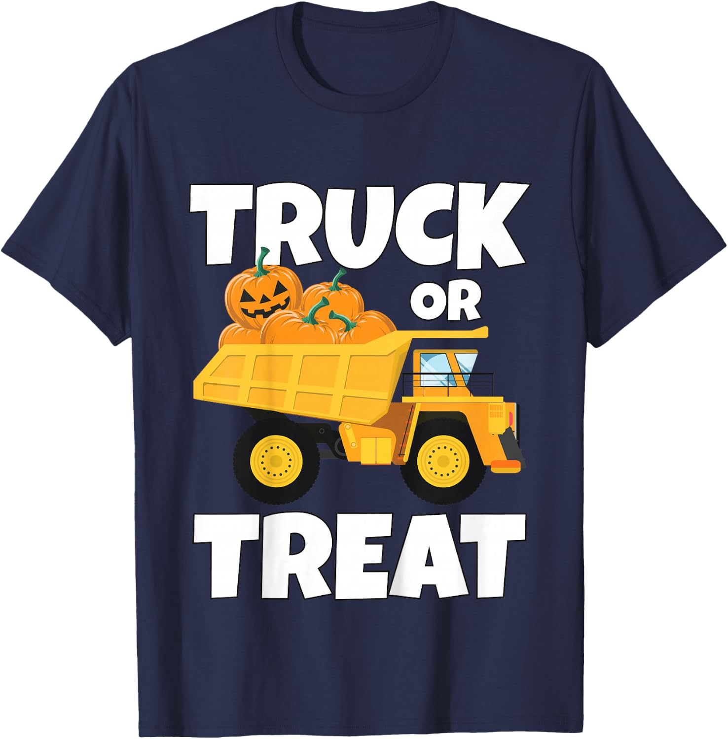 Kids Halloween Thanksgiving Truck Pumpkin Patch Trick or Treat T-Shirt - T-Shirt | Navy