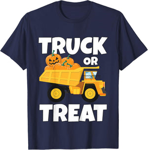 Kids Halloween Thanksgiving Truck Pumpkin Patch Trick or Treat T-Shirt - T-Shirt | Navy
