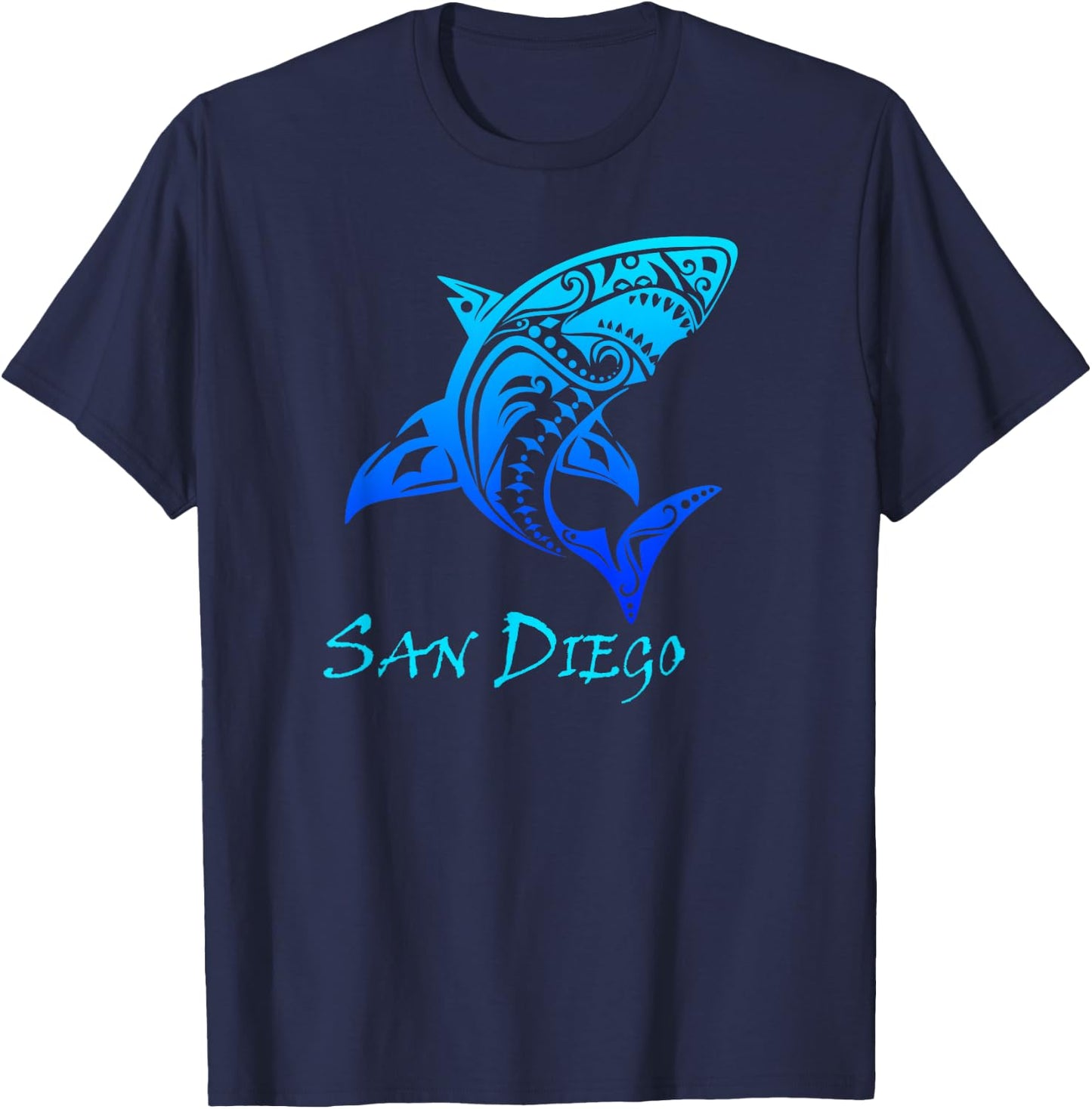 San Diego, California Vintage Vacation Tribal Shark T-Shirt - T-Shirt | Navy