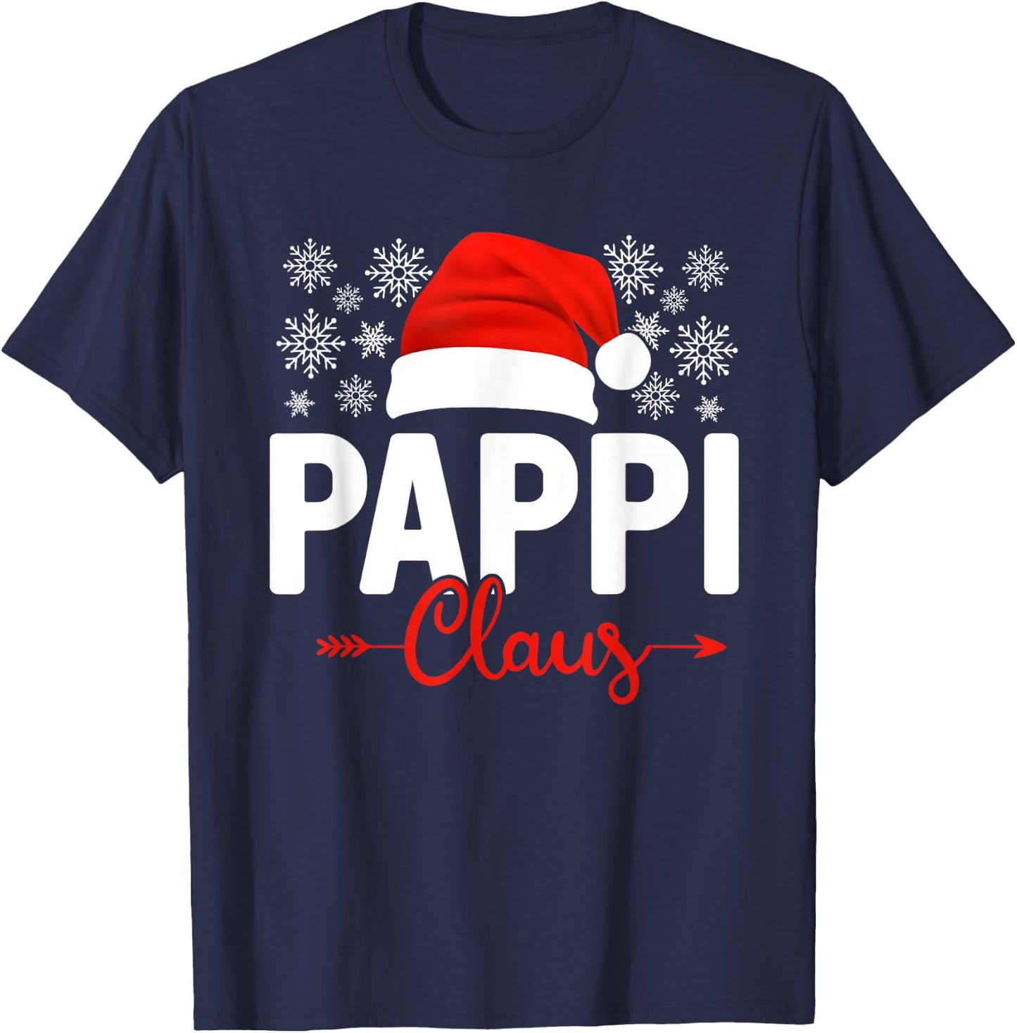 Pappi Claus Xmas Light Funny Santa Hat Christmas Ugly T-Shirt - T-Shirt | Navy