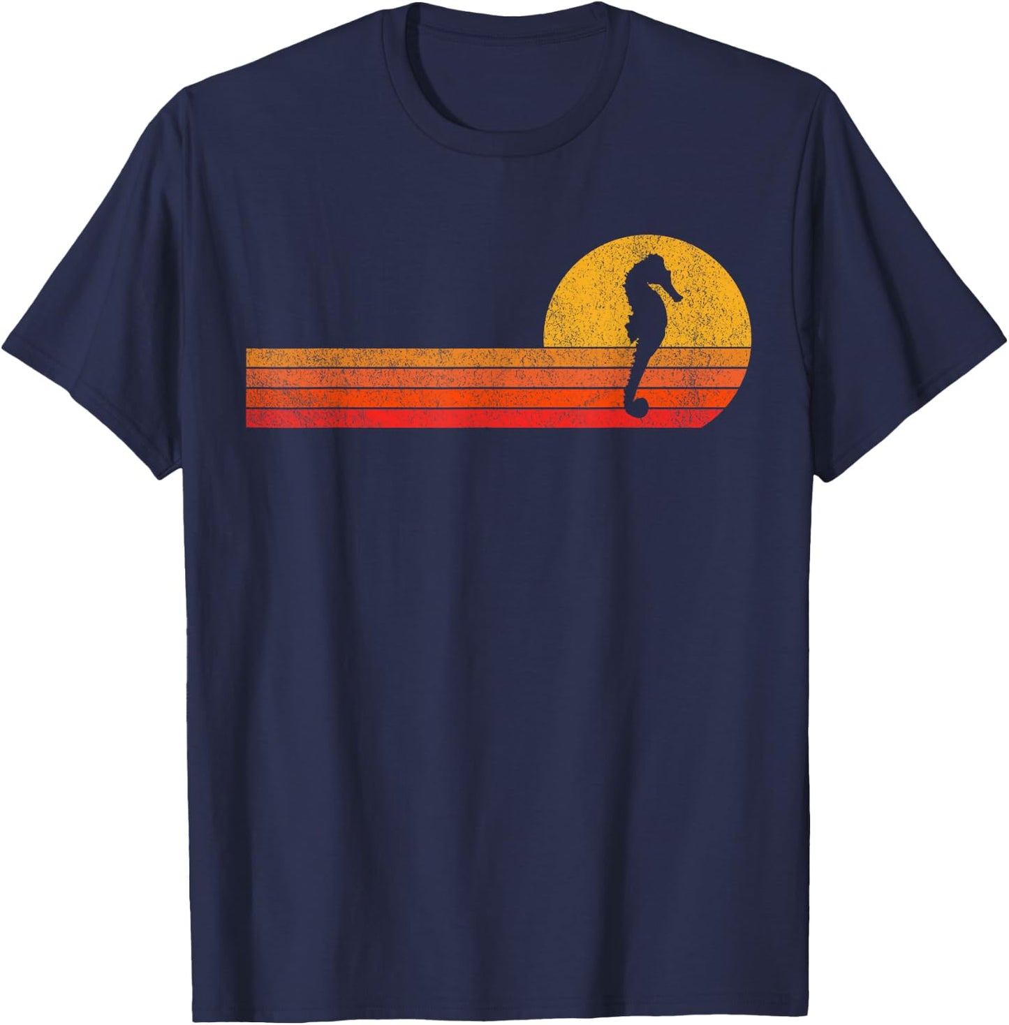 Retro Seahorse Lover Funny Seahorse Vintage T-Shirt - T-Shirt | Navy