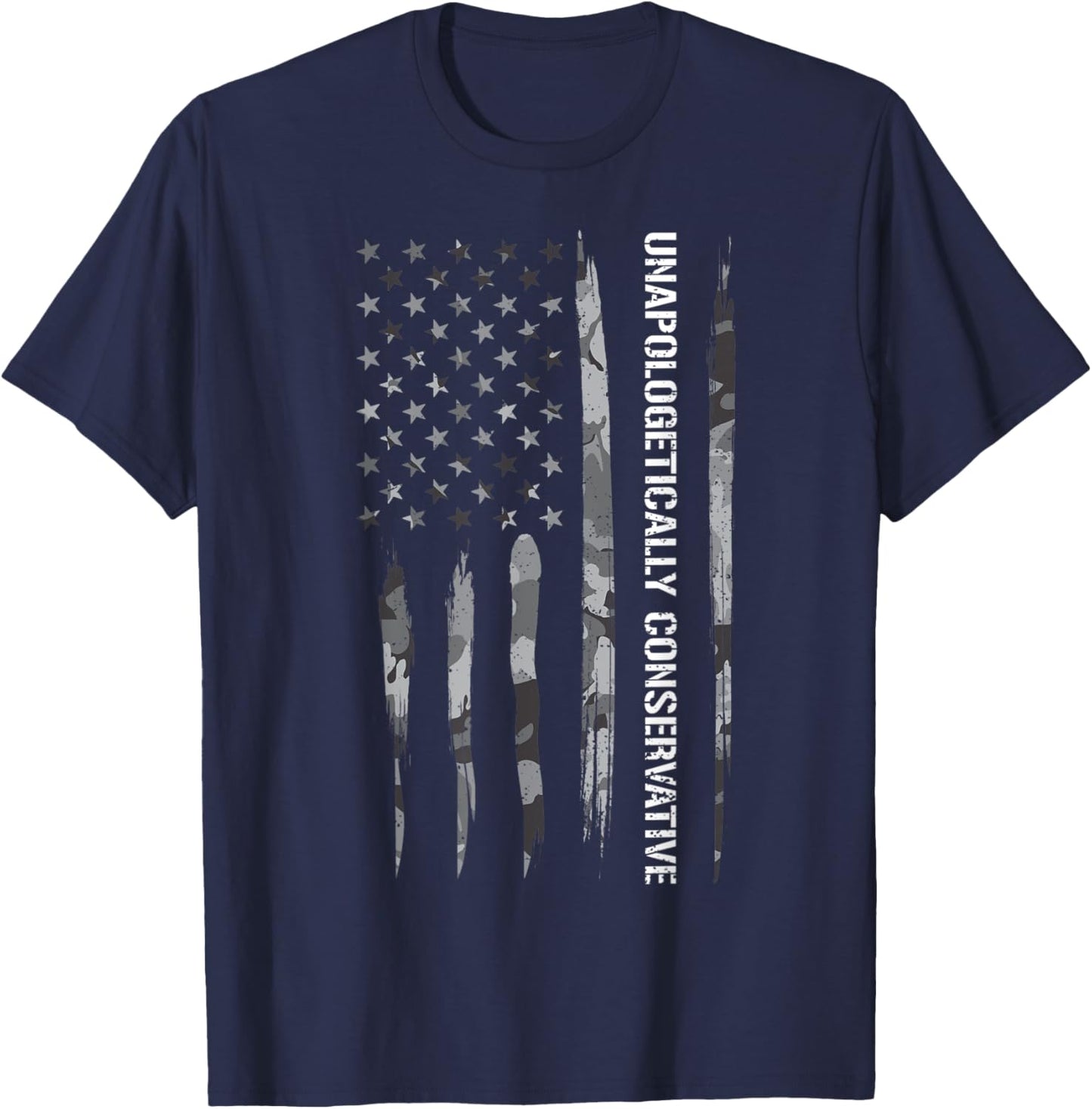 Conservative: Unapologetically Conservative - American Flag Women Men T-Shirt - T-Shirt | Navy