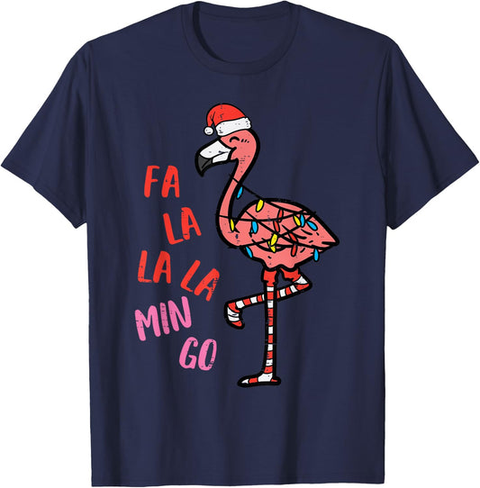 Christmas Fa La La Mingo Flamingo Xmas Women Girls Kids Men T-Shirt - T-Shirt | Navy