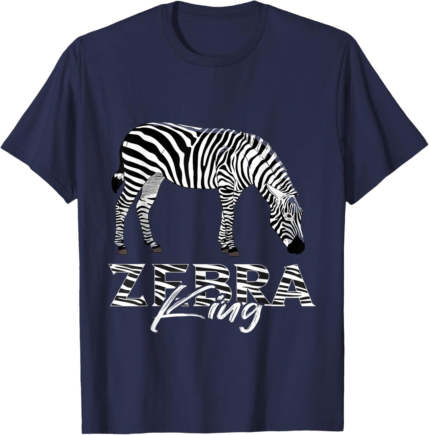 Wildlife Animal Lover Zookeeper Zebra King Zebra Stripe T-Shirt - T-Shirt | Navy
