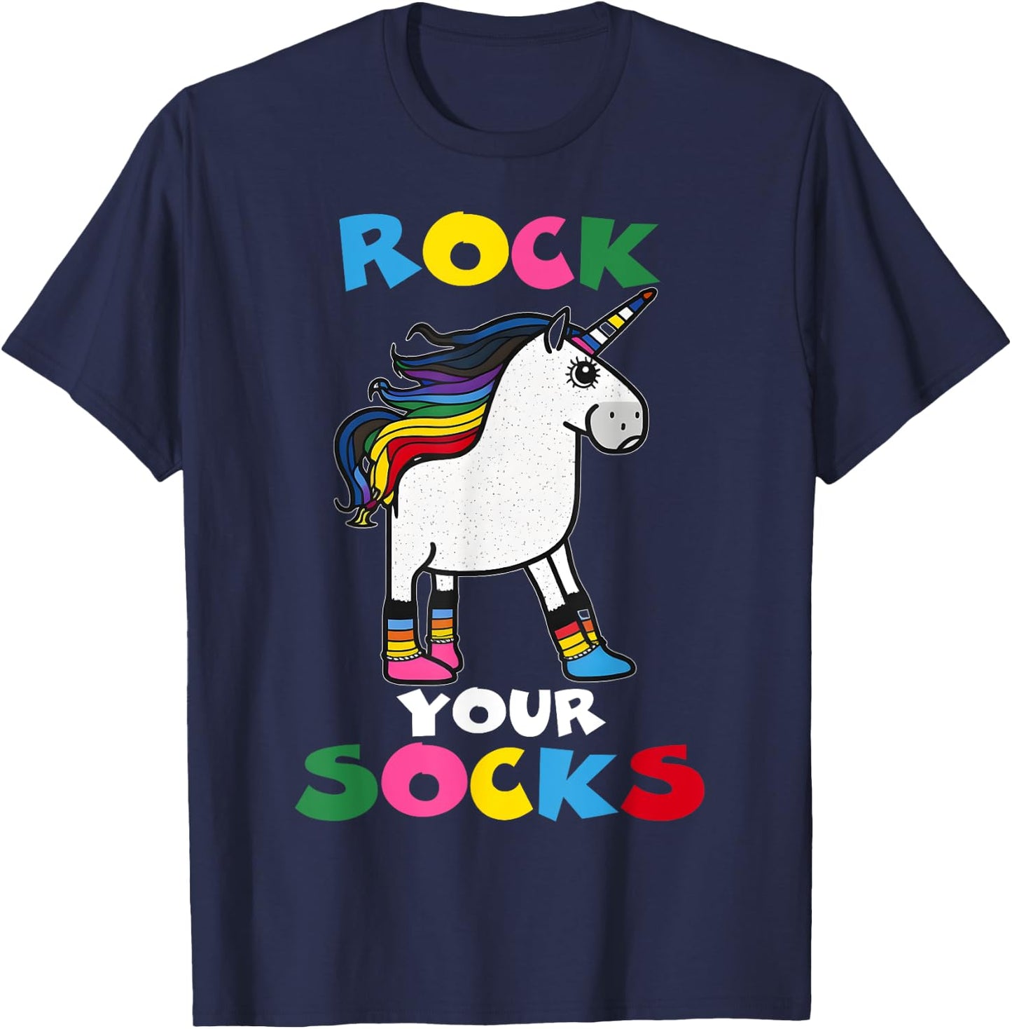 WORLD DOWN SYNDROME DAY Rock Your Socks Unicorn T-Shirt - T-Shirt | Navy