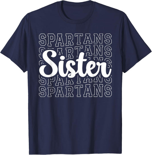 Spartans Sports Mascot - For Spartans Game Day Sister T-Shirt - T-Shirt | Navy
