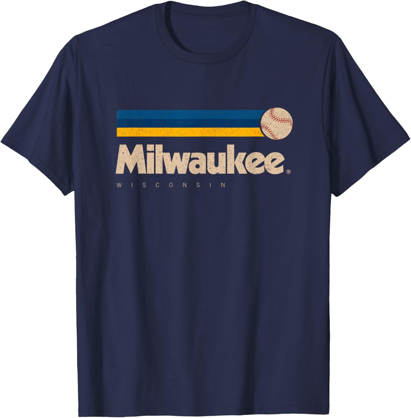 Milwaukee Baseball Softball Wisconsin Retro Milwaukee T-Shirt - T-Shirt | Navy