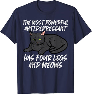 Cat Most Powerful Antidepressant Kitten Pet Owner Women Men T-Shirt - T-Shirt | Navy