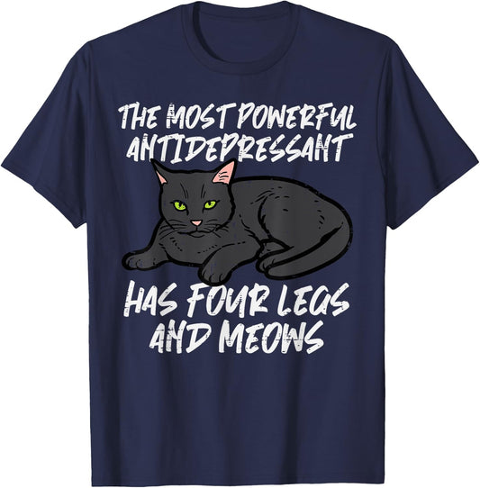 Cat Most Powerful Antidepressant Kitten Pet Owner Women Men T-Shirt - T-Shirt | Navy