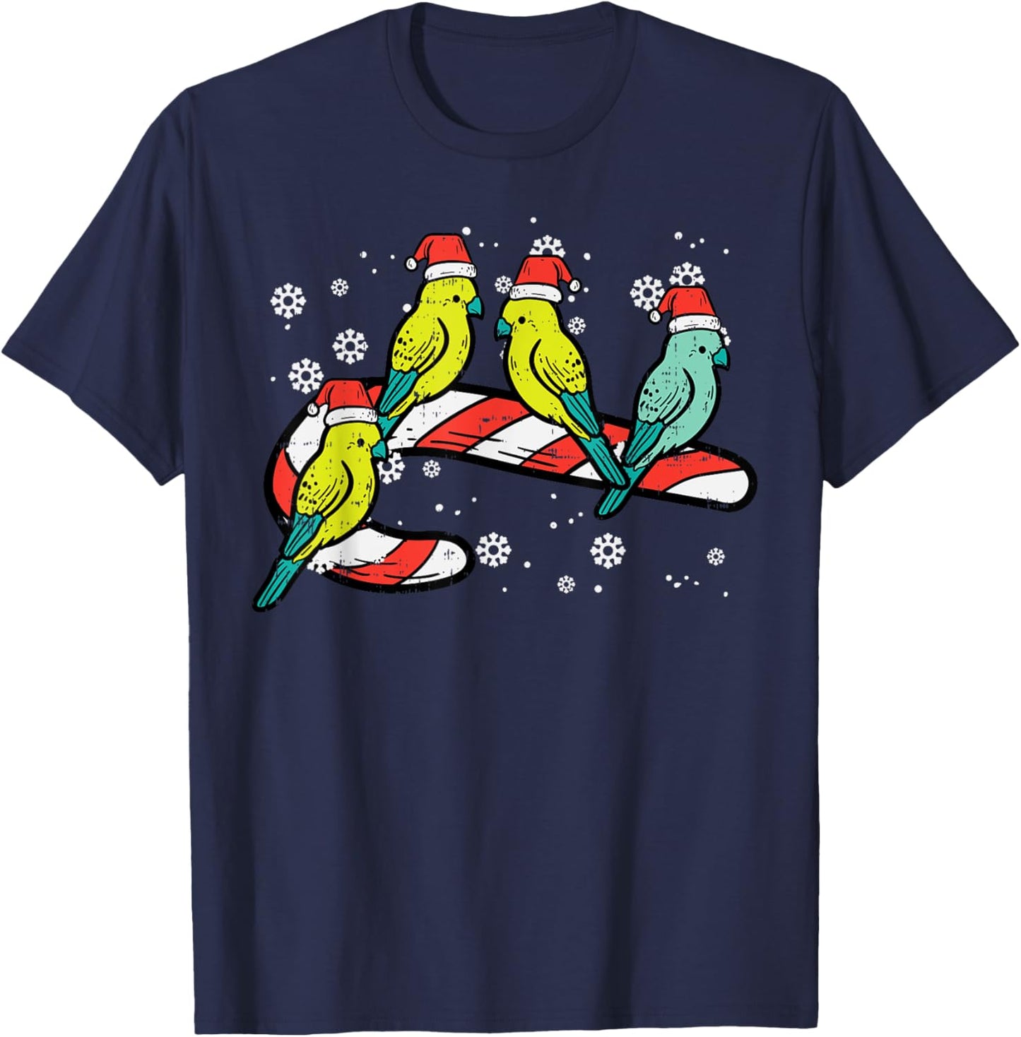 Christmas Parrots Birds Candy Cane Cute Xmas Men Women Kids T-Shirt - T-Shirt | Navy
