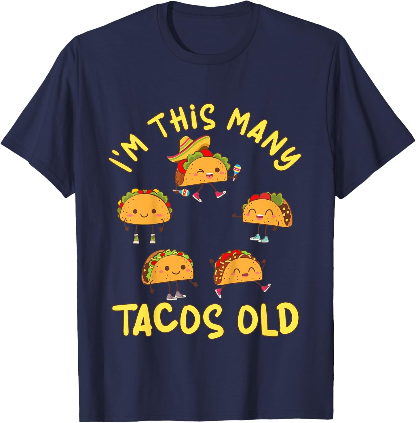 5 Years Old Girl Tacos Old 5th Birthday Kids T-Shirt - T-Shirt | Navy