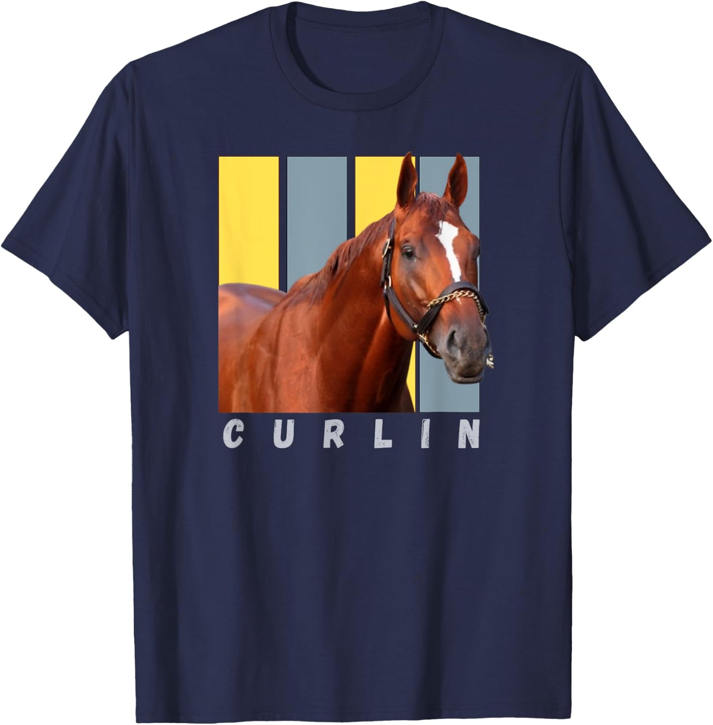 Curlin Horse, Horse Racing Shirt, Del Mar, Santa Anita Shirt T-Shirt - T-Shirt | Navy