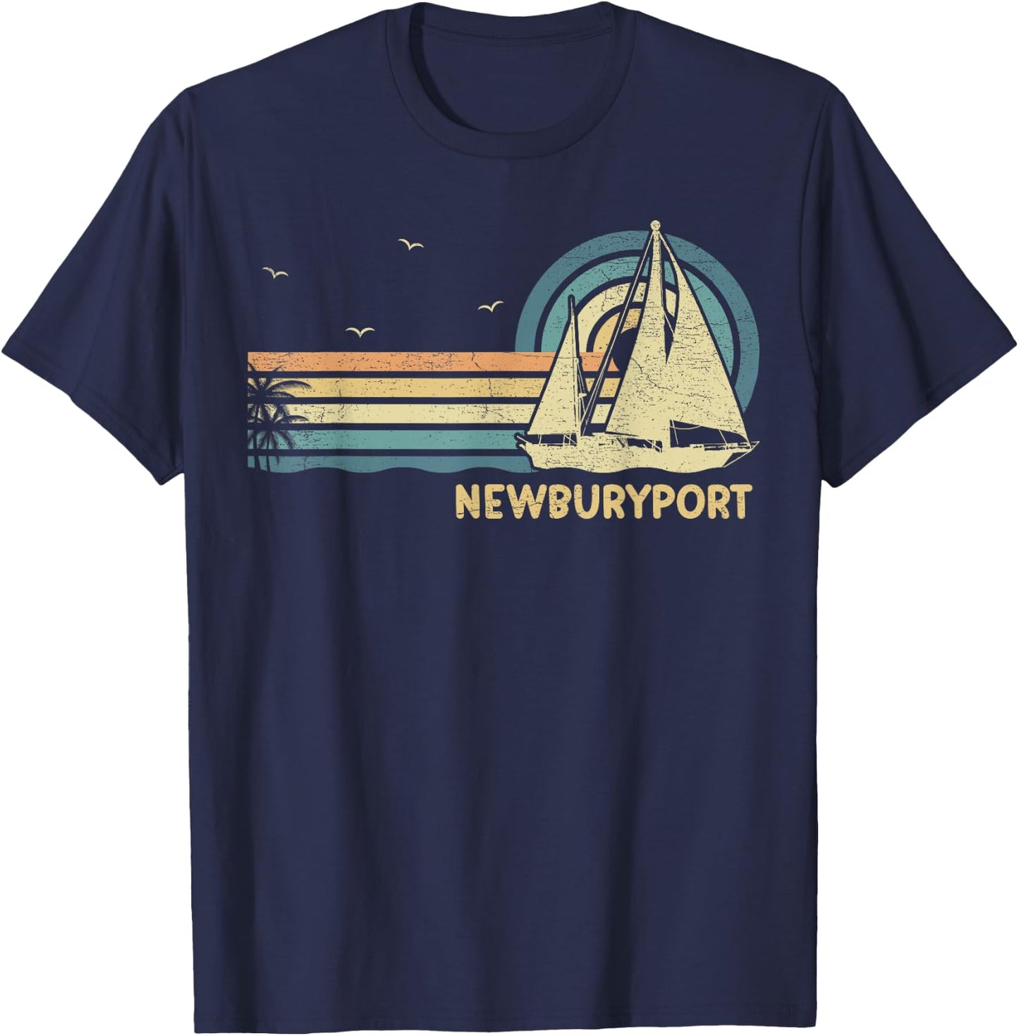 Newburyport Massachusetts Sailing Vacation Boating Sailboat T-Shirt - T-Shirt | Navy