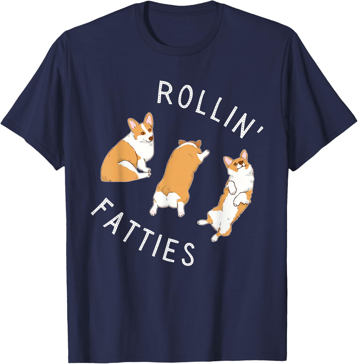 Rolling Fatties Corgi Funny Fat Cute Corgi Lover T-Shirt - T-Shirt | Navy