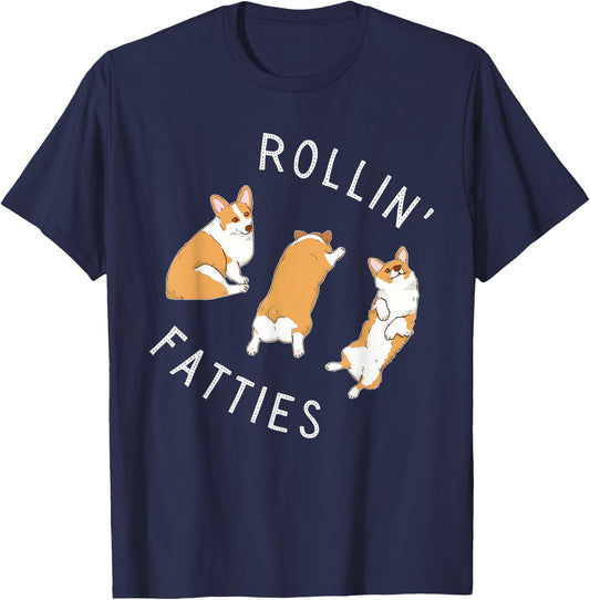 Rolling Fatties Corgi Funny Fat Cute Corgi Lover T-Shirt - T-Shirt | Navy