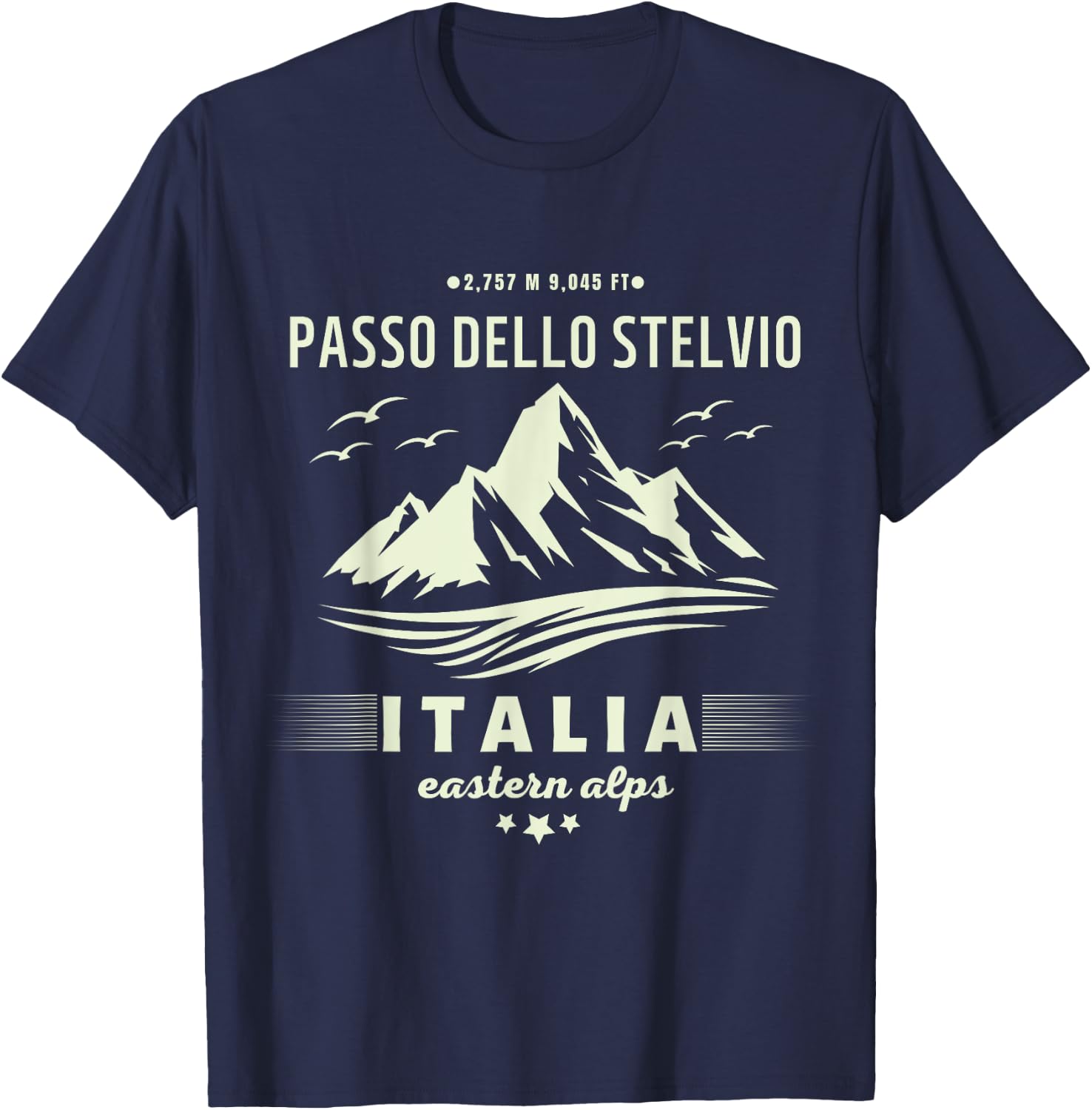 Italian mountain trip, Stelvio pass Strada Statale 38 T-Shirt - T-Shirt | Navy