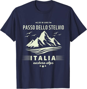 Italian mountain trip, Stelvio pass Strada Statale 38 T-Shirt - T-Shirt | Navy