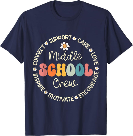 Middle School Crew Appreciation Week Back to School T-Shirt - T-Shirt | Navy