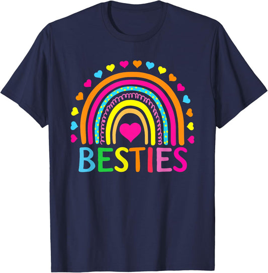 Besties BFF Rainbow Best Friends Bestie Friendship Gifts T-Shirt - T-Shirt | Navy