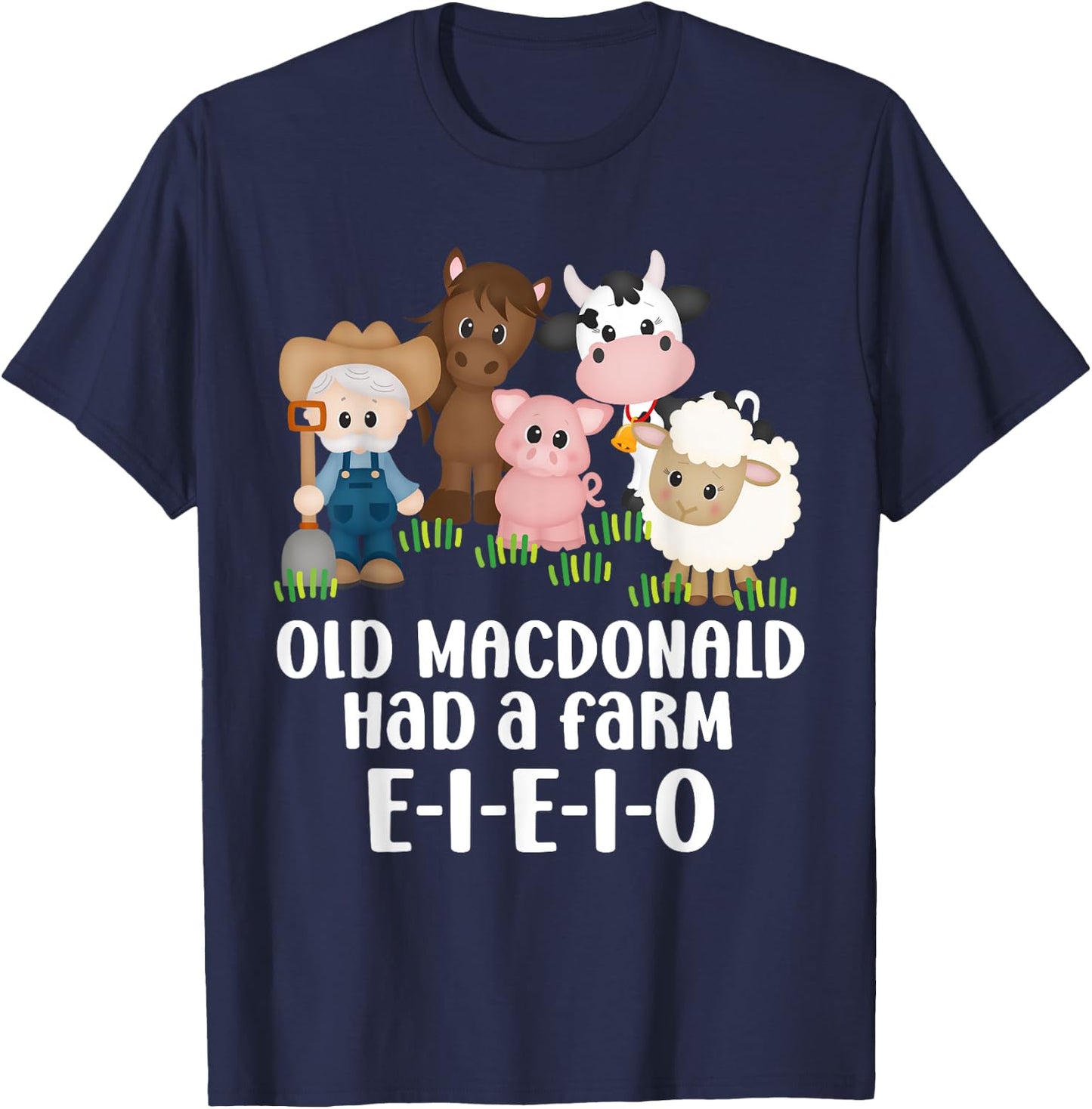 Old MacDonald Had a Farm E-I-E-I-O Nursery Song Toddler Kids T-Shirt - T-Shirt | Navy