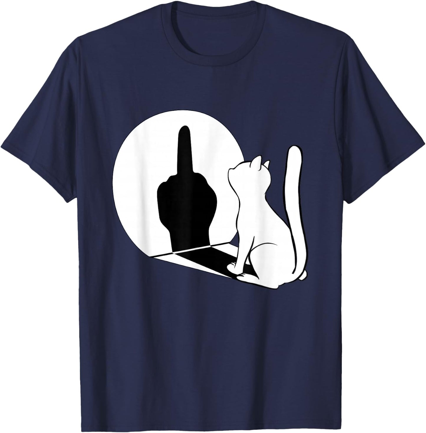Middle Finger Cat Statement Funny Cat Gift T-Shirt - T-Shirt | Navy