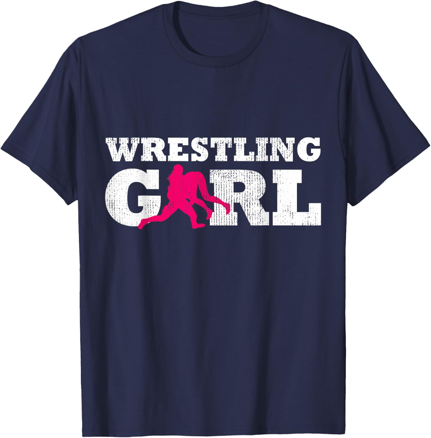 Wrestling Girl Player Silhouette Sport Gift T-Shirt - T-Shirt | Navy