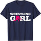 Wrestling Girl Player Silhouette Sport Gift T-Shirt - T-Shirt | Navy