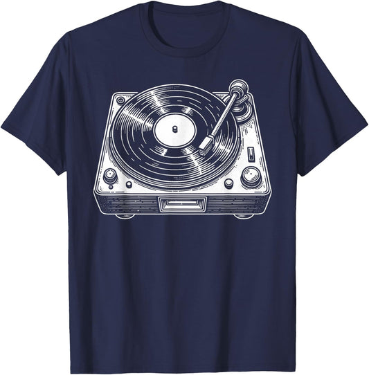 Retro Vinyl Records Player Lover Vinyl Record Music Vintage T-Shirt - T-Shirt | Navy