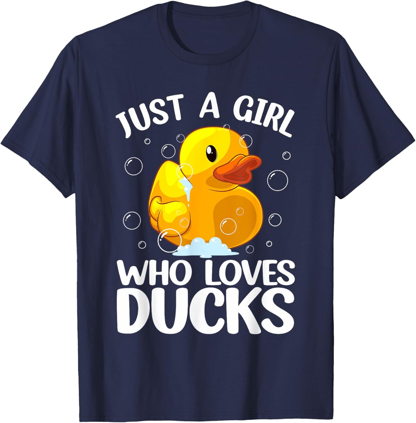 Cute Duck Art For Girls Women Kids Youth Rubber Duck Lover T-Shirt - T-Shirt | Navy