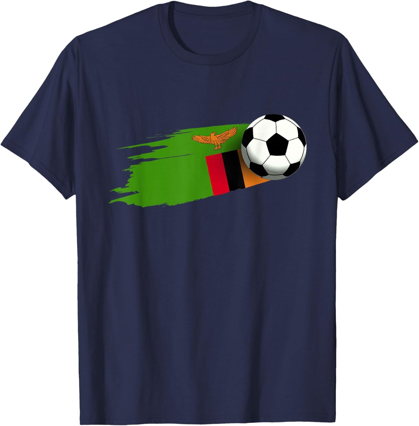 Zambia Flag Jersey Zambian Soccer Team Zambian T-Shirt - T-Shirt | Navy