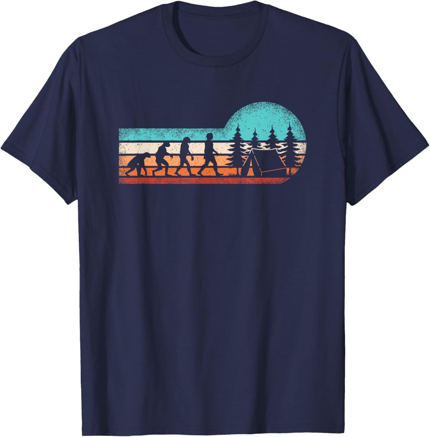 Funny Camping Evolution Hiking Nature Outdoor T-Shirt - T-Shirt | Navy