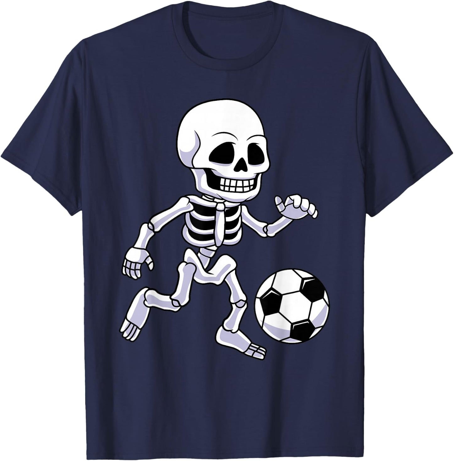 Spooky Skeleton Soccer Player For Boys Kids T-Shirt - T-Shirt | Navy
