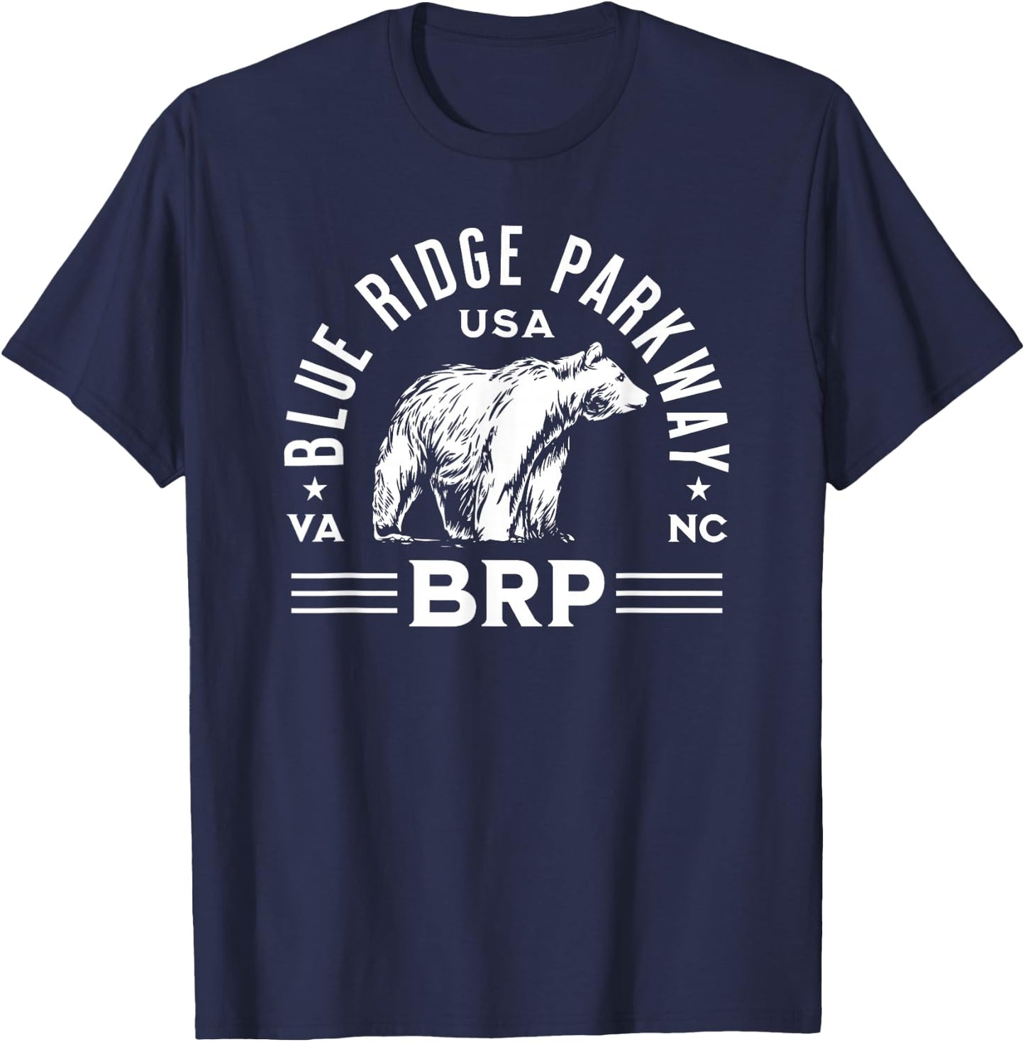 Blue Ridge Parkway NC VA USA Bear Design T-Shirt - T-Shirt | Navy