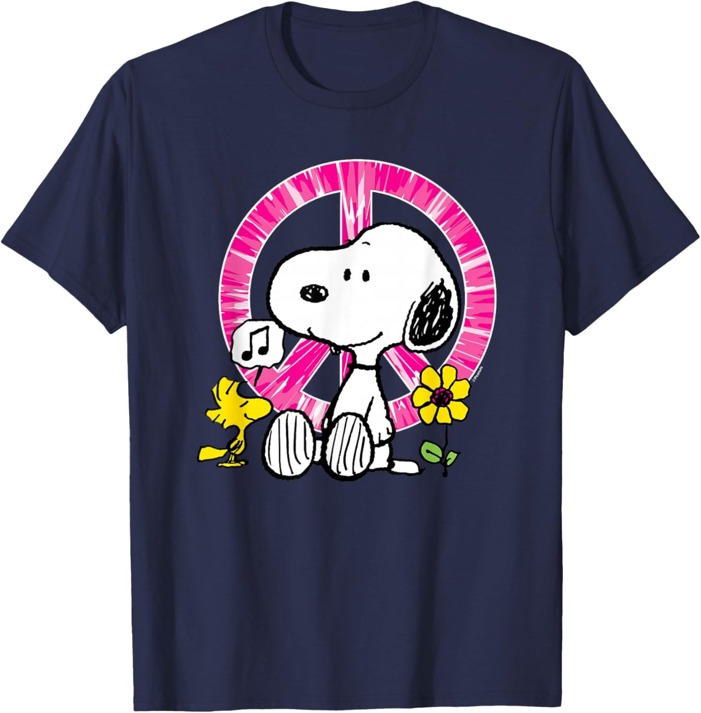 Peanuts - Snoopy Woodstock Peace Sign T-Shirt - T-Shirt | Navy
