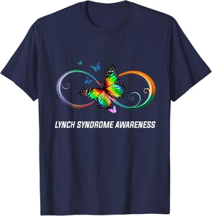 Infinity Butterfly Lynch Syndrome Awareness T-Shirt - T-Shirt | Navy