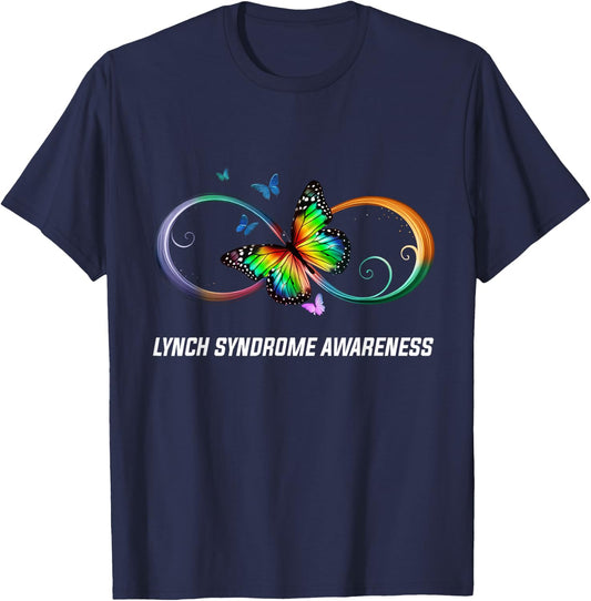 Infinity Butterfly Lynch Syndrome Awareness T-Shirt - T-Shirt | Navy