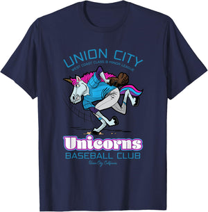 Union City Unicorns Retro Minor League Baseball Unicorn T-Shirt - T-Shirt | Navy