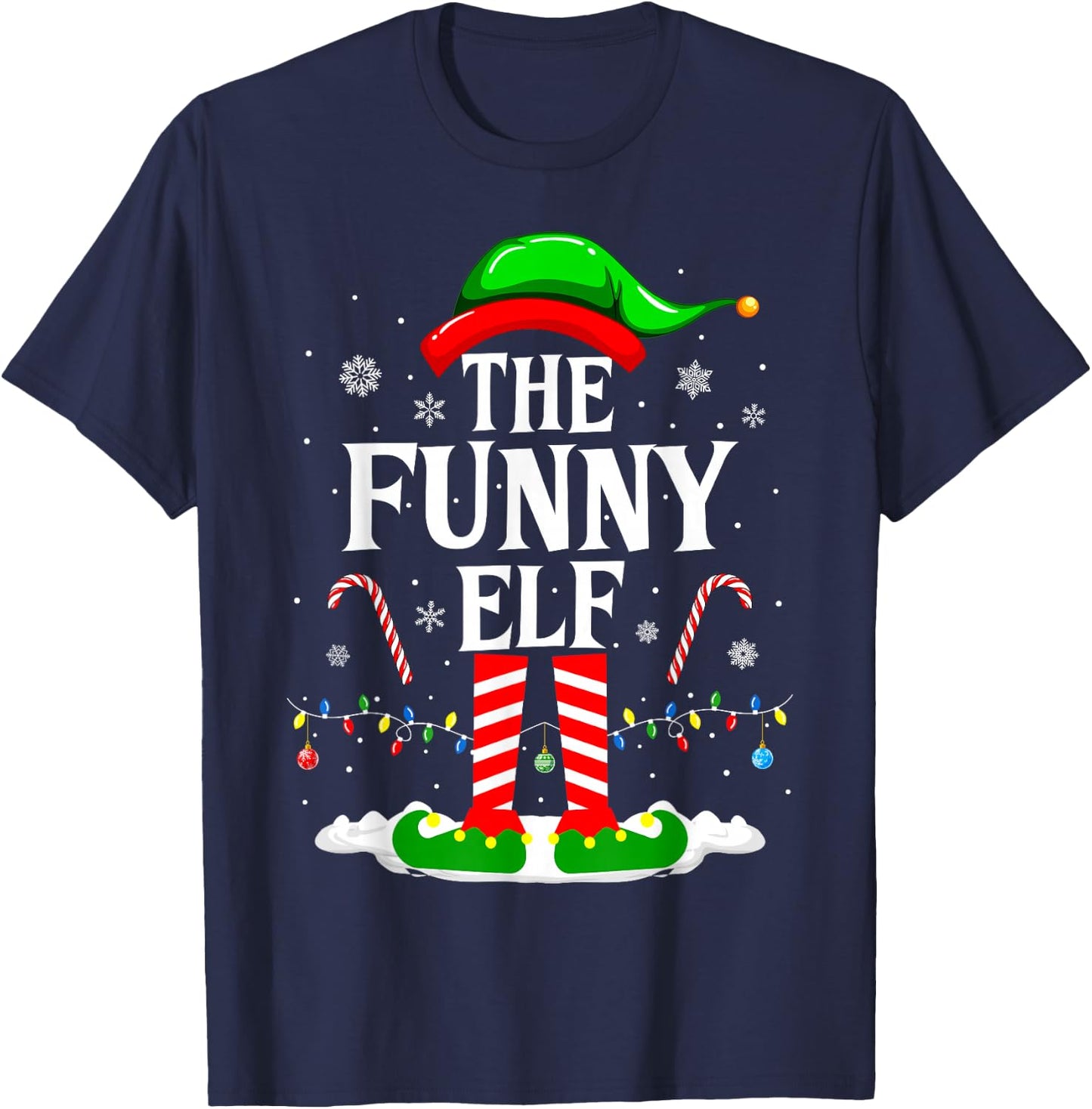The Funny Elf Xmas Funny Matching Family Group Christmas T-Shirt - T-Shirt | Navy