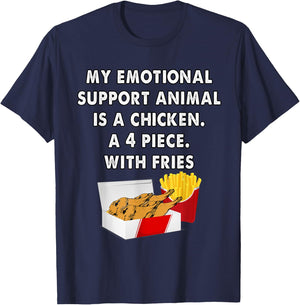 Funny Foodie Emotional Support Animal is Chicken T-Shirt - T-Shirt | Navy