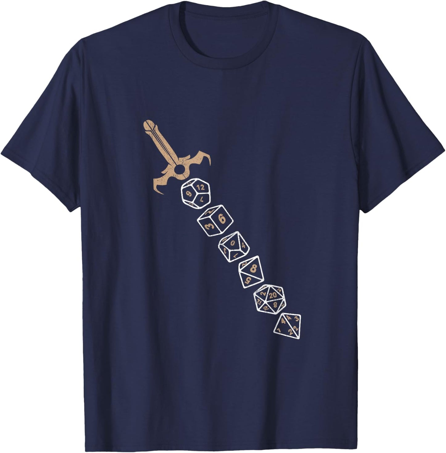 Polyhedral Dice Sword Role Playing Game Board Game Gamer T-Shirt - T-Shirt | Navy