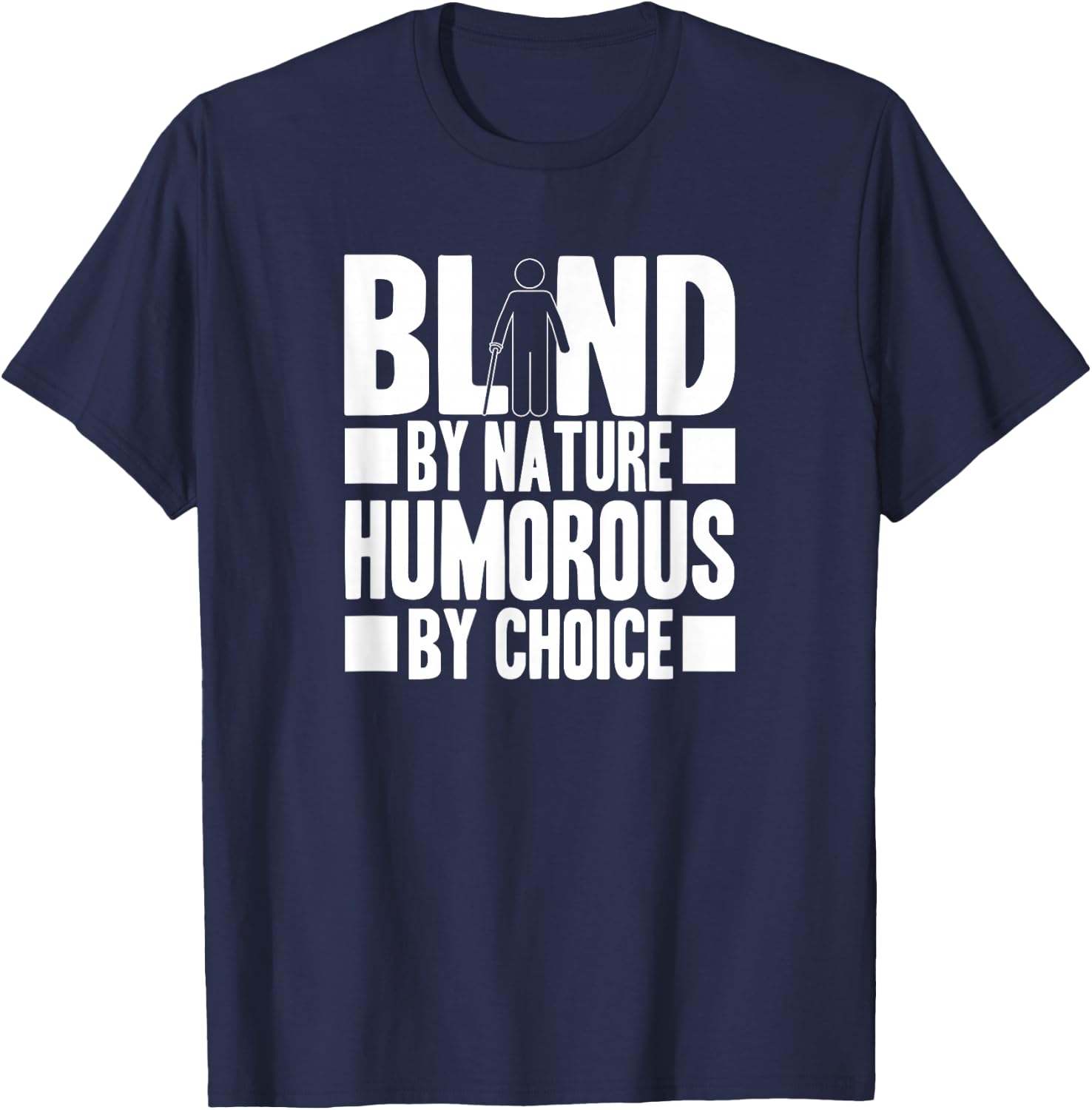 Funny Blind Braille Visually Impaired Blindness T-Shirt - T-Shirt | Navy