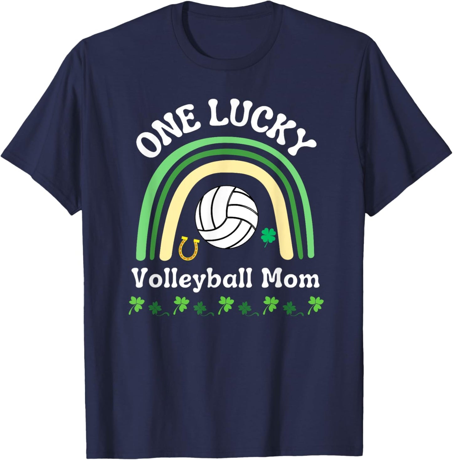 Volleyball Mom St Patrick's Day Irish Shamrock T-Shirt - T-Shirt | Navy