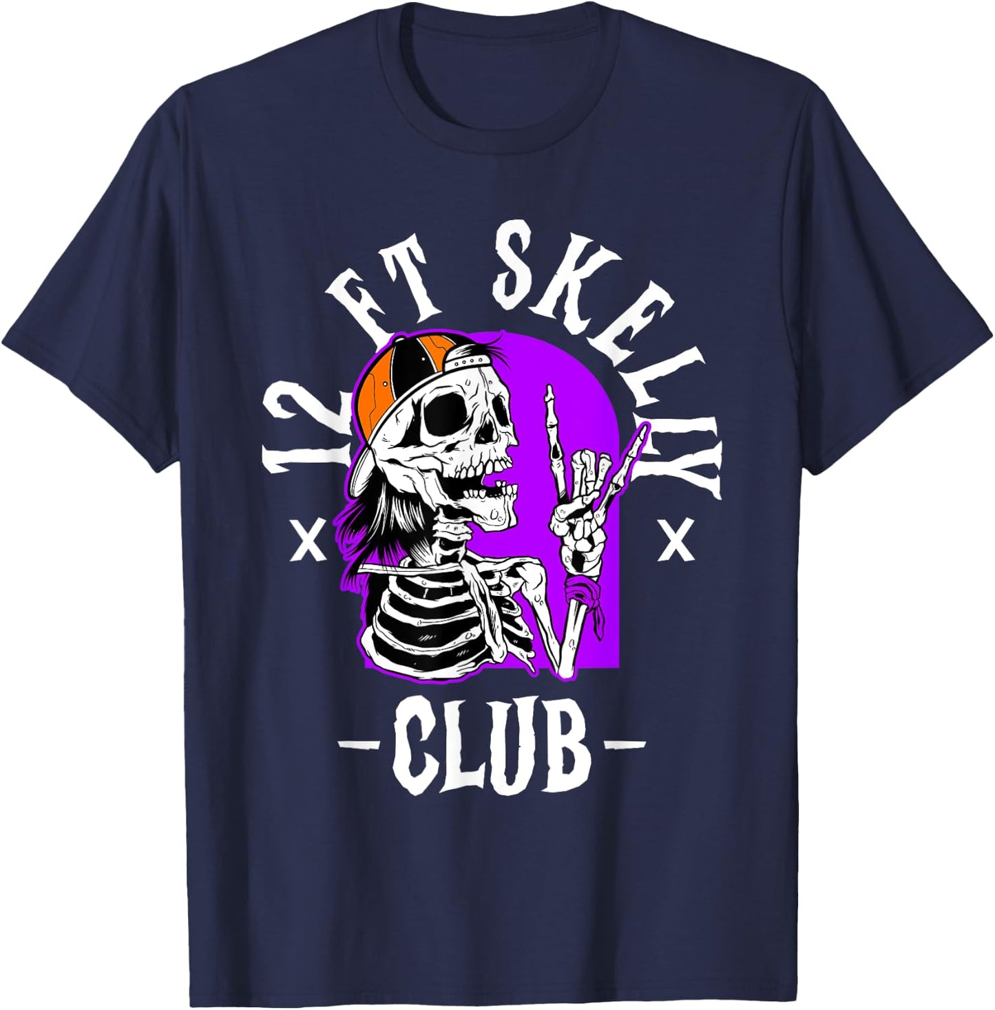 12 FT Skelly Club - Halloween 12 Foot Skeleton T-Shirt - T-Shirt | Navy