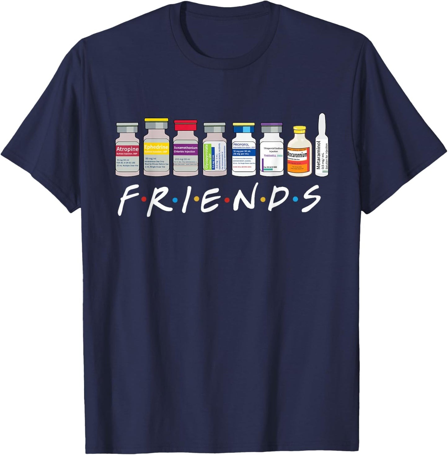 Nurse Friends ICU CRNA Medical Critical Care PICU RN ER T-Shirt - T-Shirt | Navy