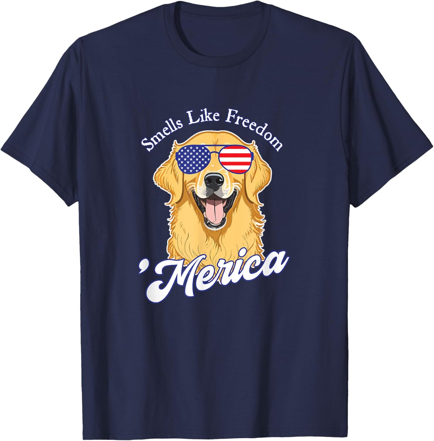 Golden Retriever American Flag Patriotic 4th of July Vintage Men T-Shirt - T-Shirt | Navy